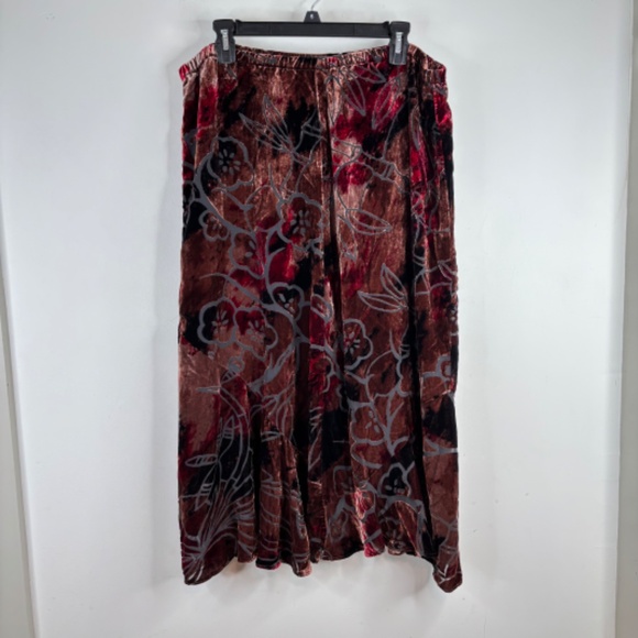Vintage Chicos Midi Skirt XL Velvet Burnout Silk Blend Whimsigoth Fairy Grunge - Picture 3 of 7